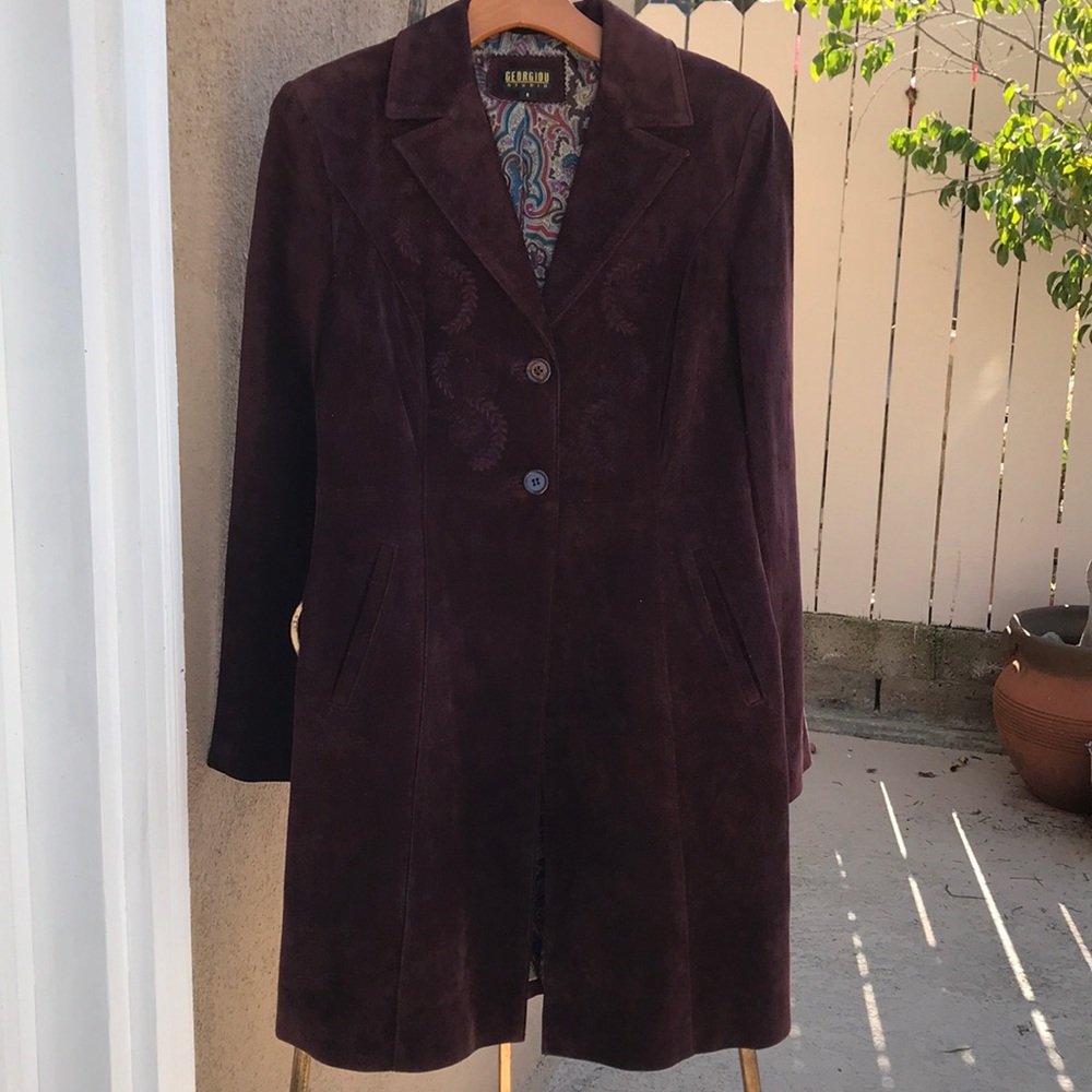 Women’s Wine Colored Suede Coat